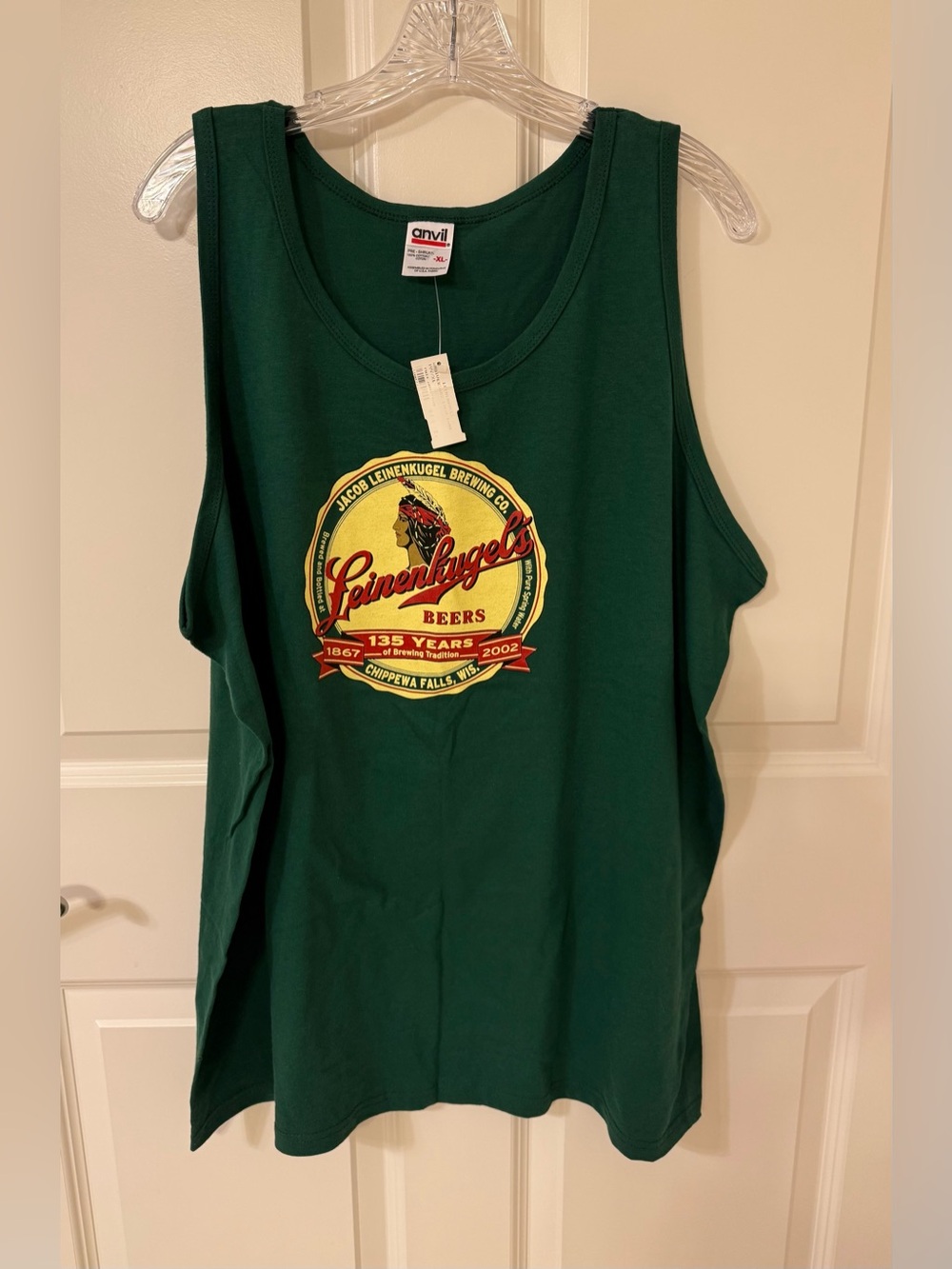 Vintage Anvil NWT 2002 Leinenkugel’s Beer 135th Tank Top Green Men's XL Retro